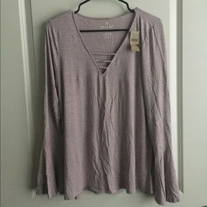 Bell Sleeve Striped Top